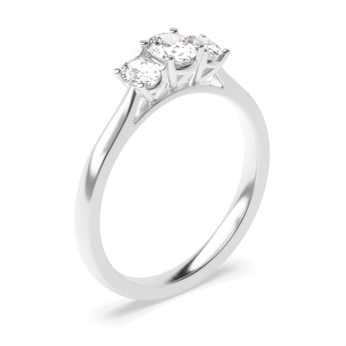 4 Prong Oval Platinum Three Stone Engagement Rings