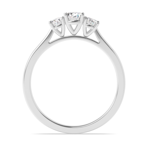 4 Prong Oval High Set Delicate Moissanite Three Stone Engagement Ring