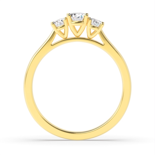 4 Prong Oval Yellow Gold Three Stone Diamond Ring