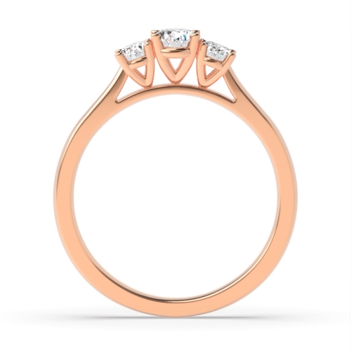 4 Prong Oval Rose Gold High set delicate Trilogy Engagement Rings