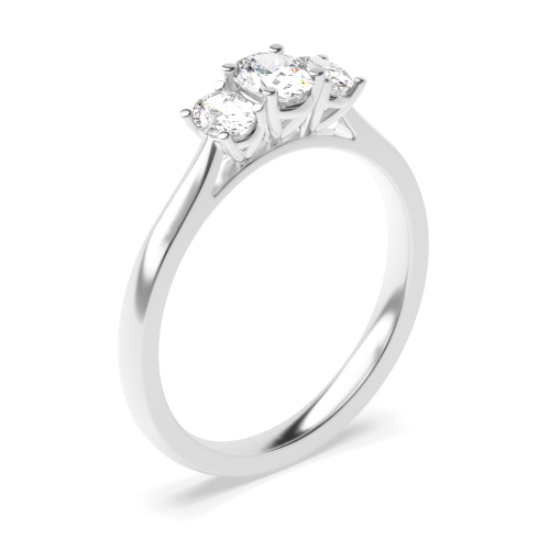 4 Prong Oval High Set Delicate Three Stone Engagement Ring