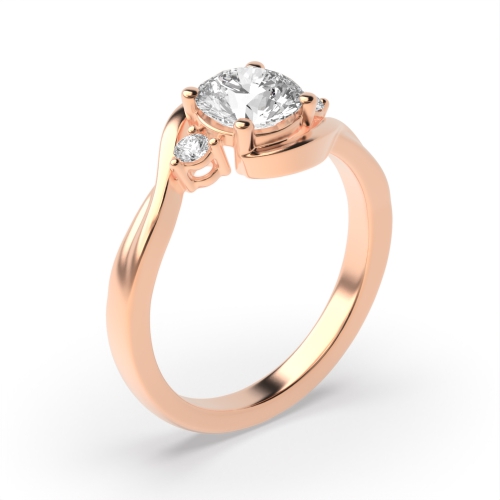 4 Prong Round Rose Gold Twist shank Engagement Rings