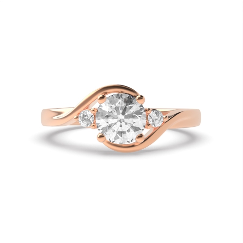 4 Prong Round Rose Gold Twist shank Engagement Rings