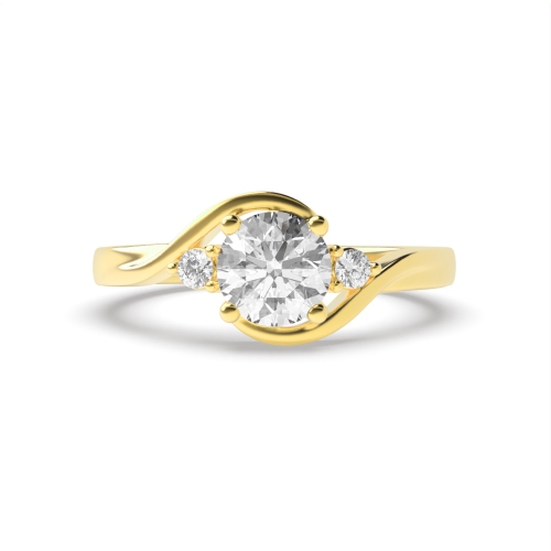 4 Prong Round Yellow Gold Twist shank Engagement Rings