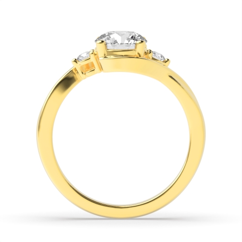 4 Prong Round Yellow Gold Twist shank Engagement Rings