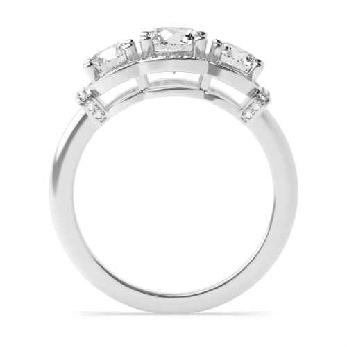 4 Prong Round Three stone big Lab Grown Diamond Antique Engagement Rings