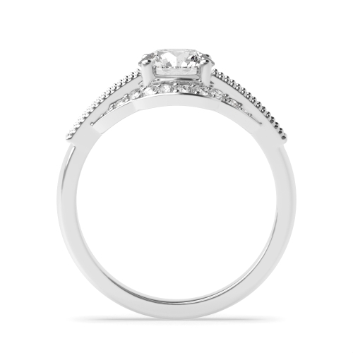 4 Prong Round Vintage Unique Shoulder Side Stone Engagement Ring