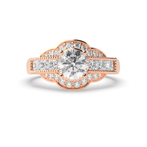 4 Prong Round Rose Gold unique shoulder Vintage Wedding Engagement Rings