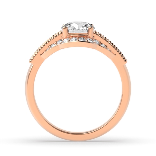 4 Prong Round Rose Gold unique shoulder Vintage Wedding Engagement Rings