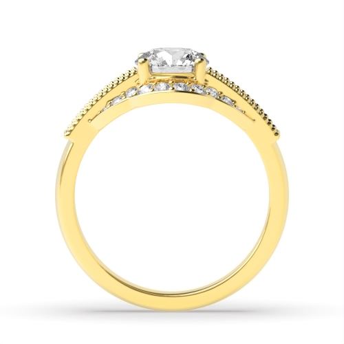 4 Prong Round Yellow Gold Vintage unique shoulder Antique Engagement Rings