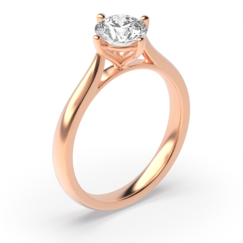 4 Prong Round Rose Gold Basket High Set Engagement Rings