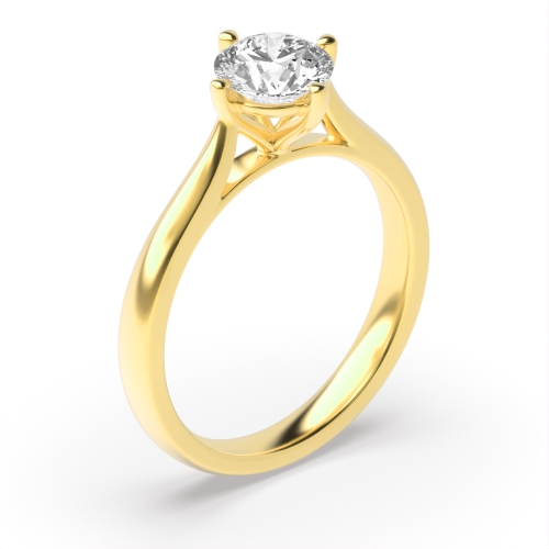4 Prong Round Yellow Gold Basket High Set Engagement Rings