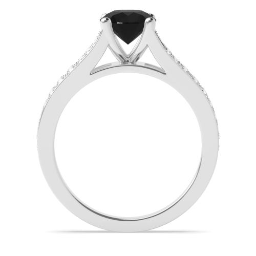 Black Diamond Side Stone Engagement Ring