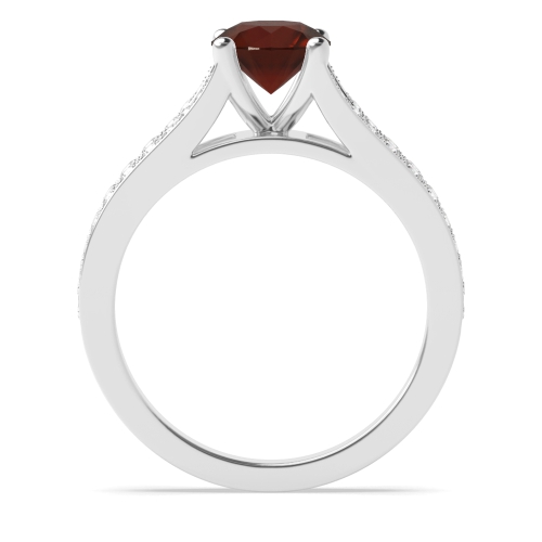 Garnet Side Stone Engagement Ring