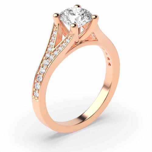 Rose Gold Modern fishtail spilt shoulder Engagement Rings