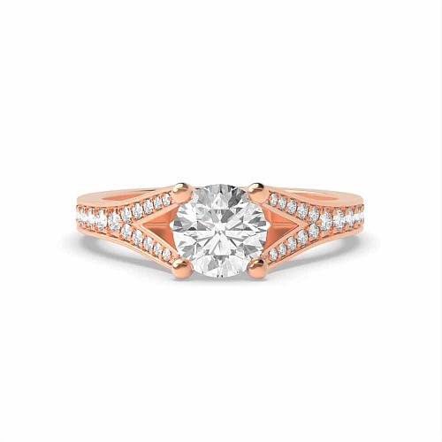 Rose Gold Modern fishtail spilt shoulder Engagement Rings