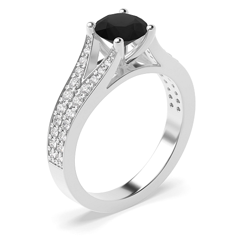 Modern fishtail spilt shoulder Black Diamond Engagement Rings