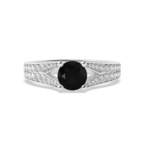 Modern fishtail spilt shoulder Black Diamond Engagement Rings