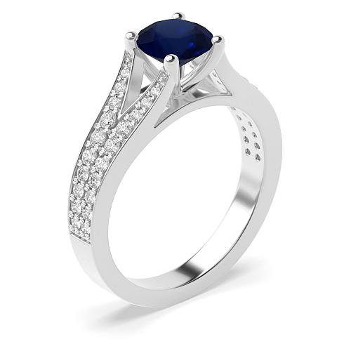 Modern fishtail spilt shoulder Blue Sapphire Engagement Rings
