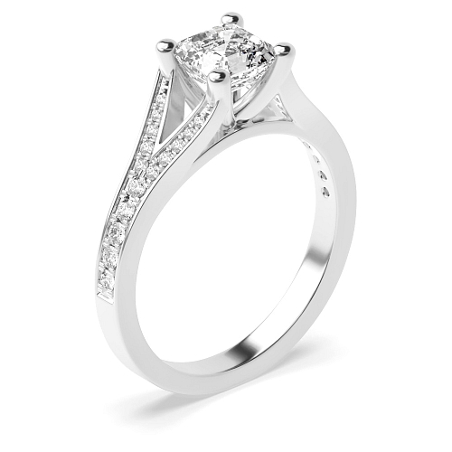 Asscher Modern fishtail spilt shoulder Engagement Rings