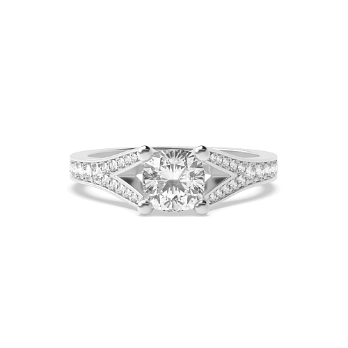 Cushion Modern fishtail spilt shoulder Engagement Rings