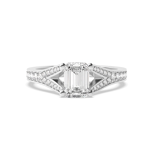 Emerald Modern fishtail spilt shoulder Engagement Rings