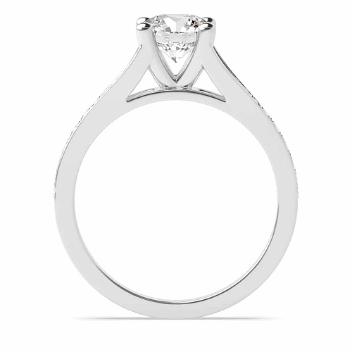 4 Prong Modern Fishtail Spilt Shoulder Side Stone Engagement Ring