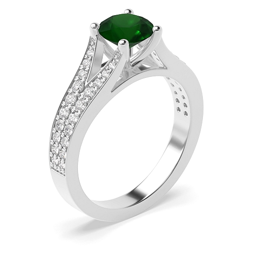 Modern fishtail spilt shoulder Emerald Unusual Engagement Rings