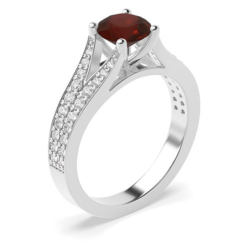 Modern fishtail spilt shoulder Garnet Engagement Rings