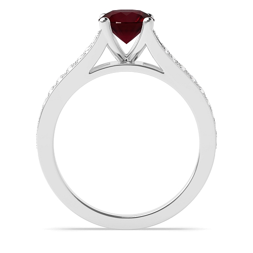 4 Prong Ruby Side Stone Engagement Ring