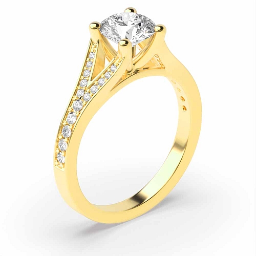Yellow Gold Modern fishtail spilt shoulder Unique Engagement Rings