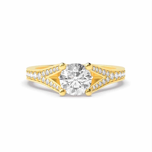 Yellow Gold Modern fishtail spilt shoulder Unique Engagement Rings