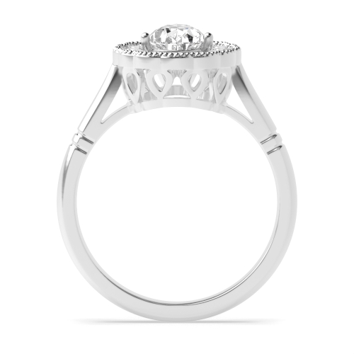 Prong Pear Silver miligrain Vintage Engagement Rings