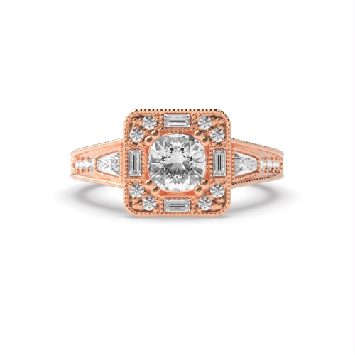 4 Prong Cushion Rose Gold Unique Vintage Wedding Engagement Rings