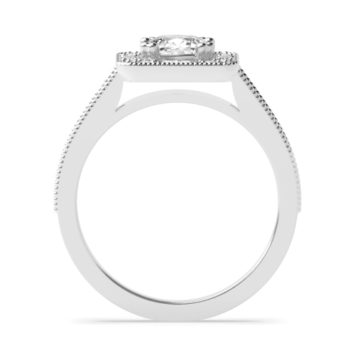 4 Prong Cushion Unique Halo Engagement Rings
