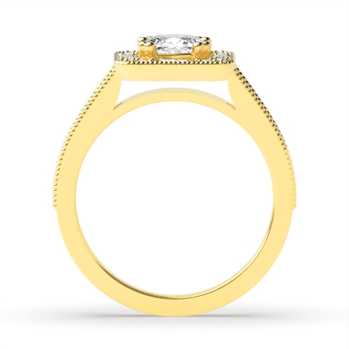 4 Prong Cushion Yellow Gold Unique Antique Engagement Rings