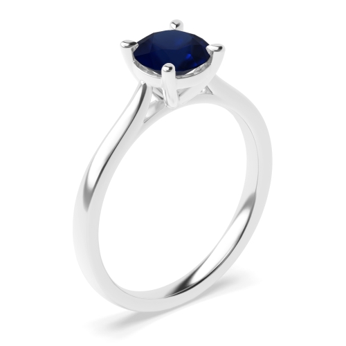 4 Prong Round High set with gallary Blue Sapphire Engagement Rings