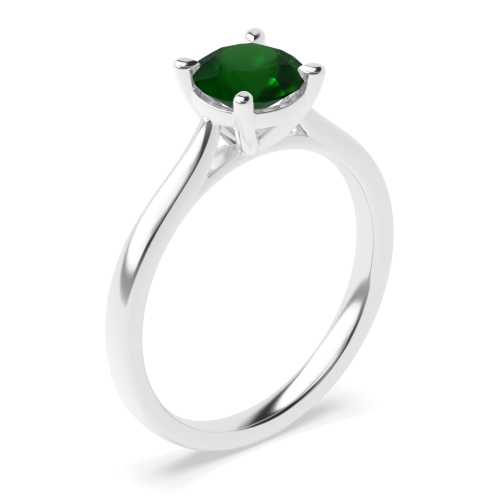 4 Prong Round High set with gallary Emerald Engagement Rings