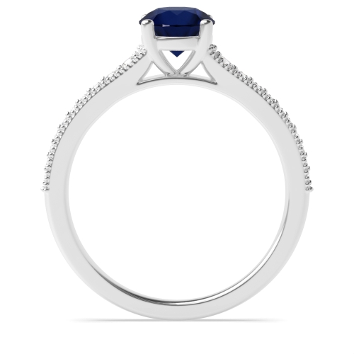 4 Prong Round Tapered up shoulder with milligrain edge Blue Sapphire Engagement Rings