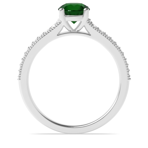 4 Prong Round Tapered up shoulder with milligrain edge Emerald Engagement Rings
