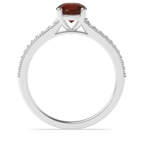 4 Prong Round Tapered up shoulder with milligrain edge Garnet Engagement Rings