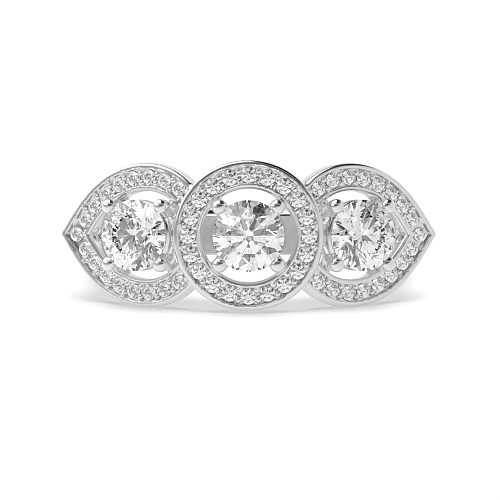4 Prong Round Three stone Side Stone Engagement Rings