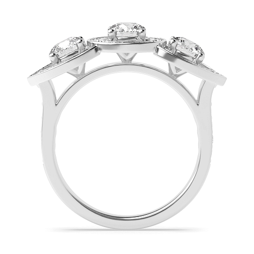 4 Prong Round Three stone Side Stone Engagement Rings