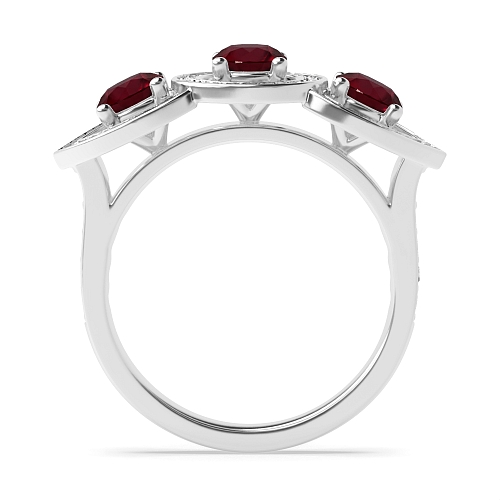 4 Prong Round Three stone Ruby Engagement Rings
