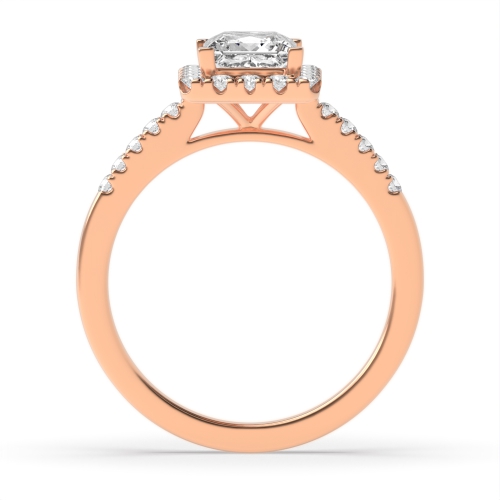 4 Prong Princess Rose Gold Halo Engagement Ring