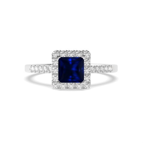 Princess Classic mid set Blue Sapphire Engagement Rings