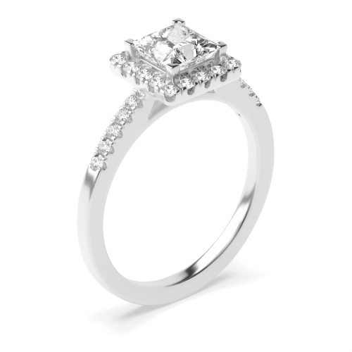 4 Prong Princess Classic Halo Engagement Ring