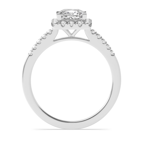 4 Prong Princess Platinum Classic Halo Engagement Ring