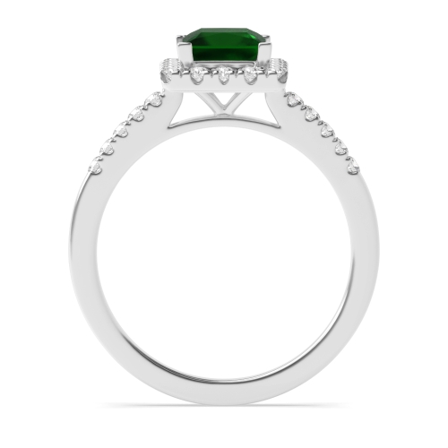 4 Prong Princess Classic mid set Emerald Halo Engagement Rings