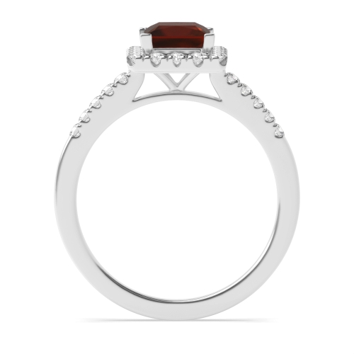 4 Prong Princess Classic mid set Garnet Halo Engagement Rings